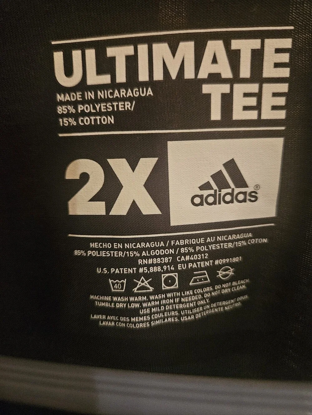 adidas Black V-Neck Short Sleeve Athletic Tee